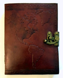 Map of the World Leather Embossed Journal